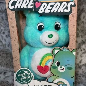 Care Bears Blue Love The Earth Plush with Rainbow and Heart Belly Badge